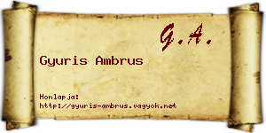 Gyuris Ambrus névjegykártya